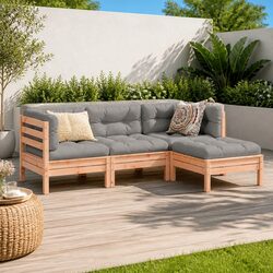 Durable 4 Piece Garden Sofa Set with Cushions