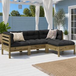Premium 4 Piece Garden Sofa Set with Cushions in Brown