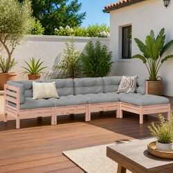 Durable 5-Piece Wood Garden Sofa Set with Cushions