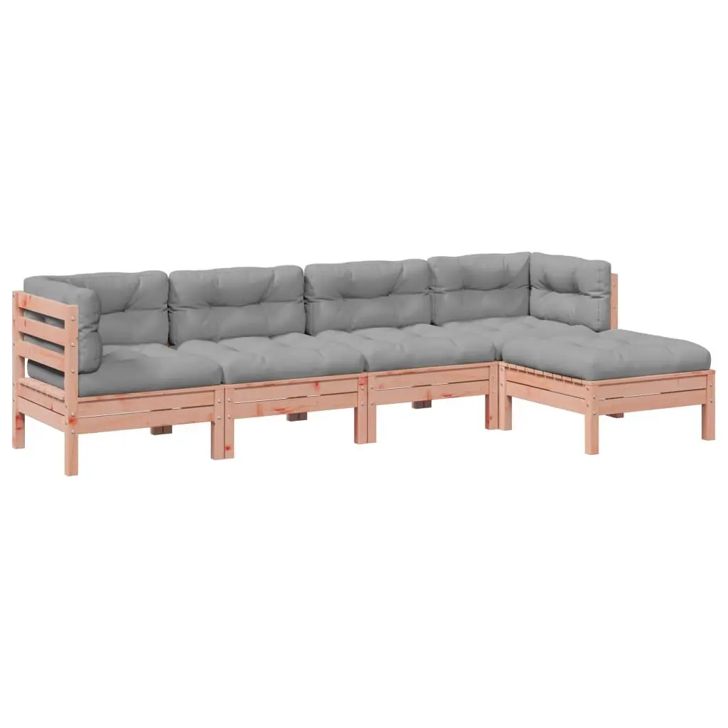Garden Sofa Set Solid Wood 5 Piece Brown with Cushions