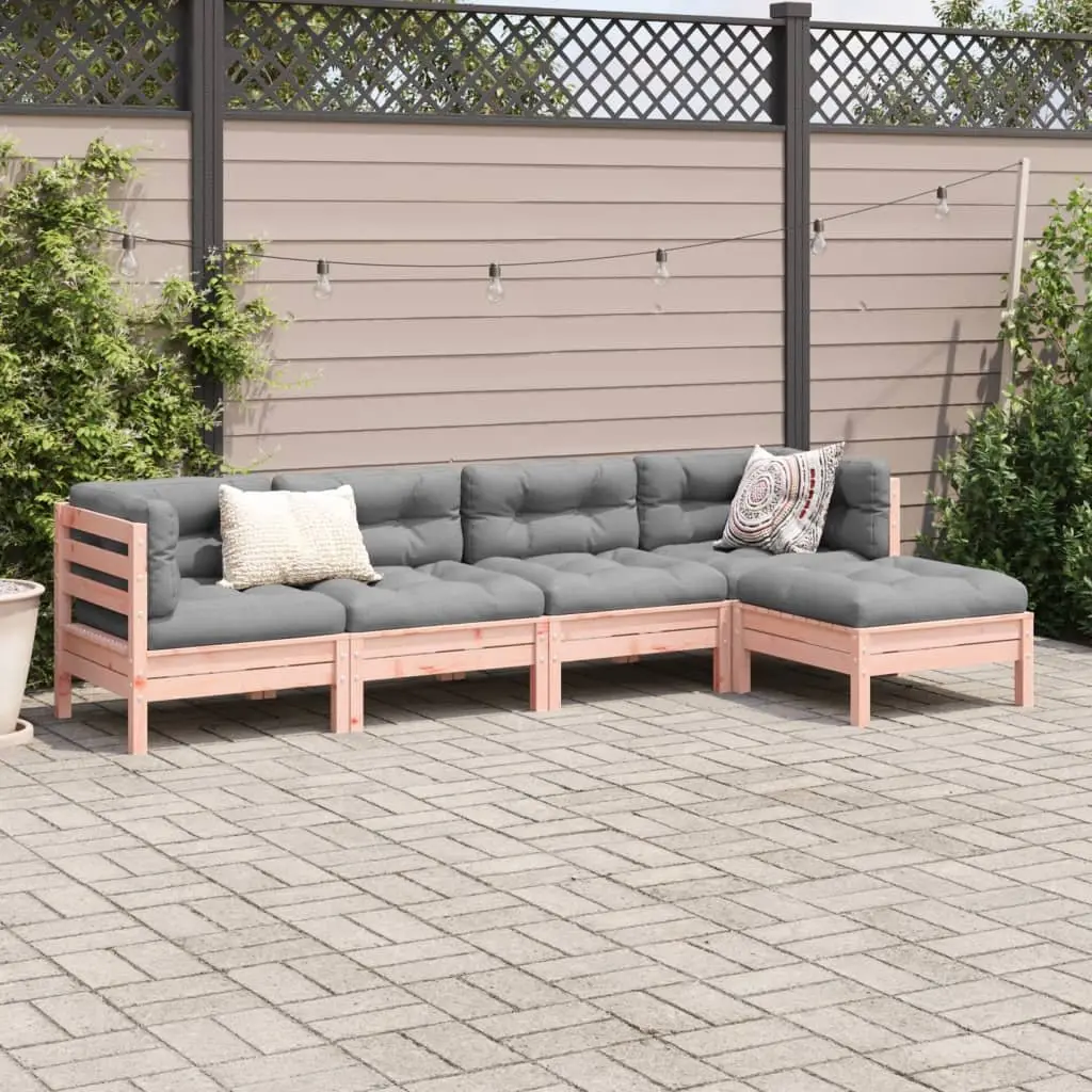 Garden Sofa Set Solid Wood 5 Piece Brown with Cushions