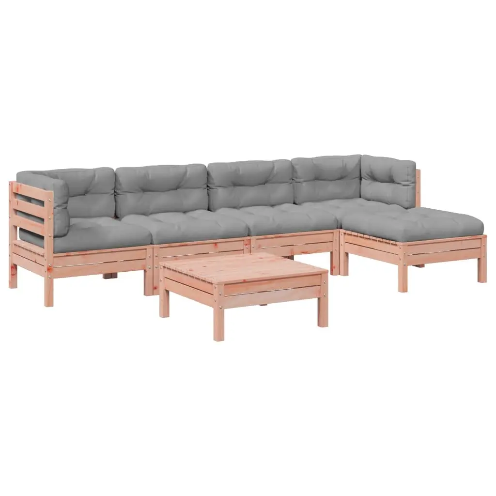 6 Piece Modular Patio Sofa Set with Cushions in Brown