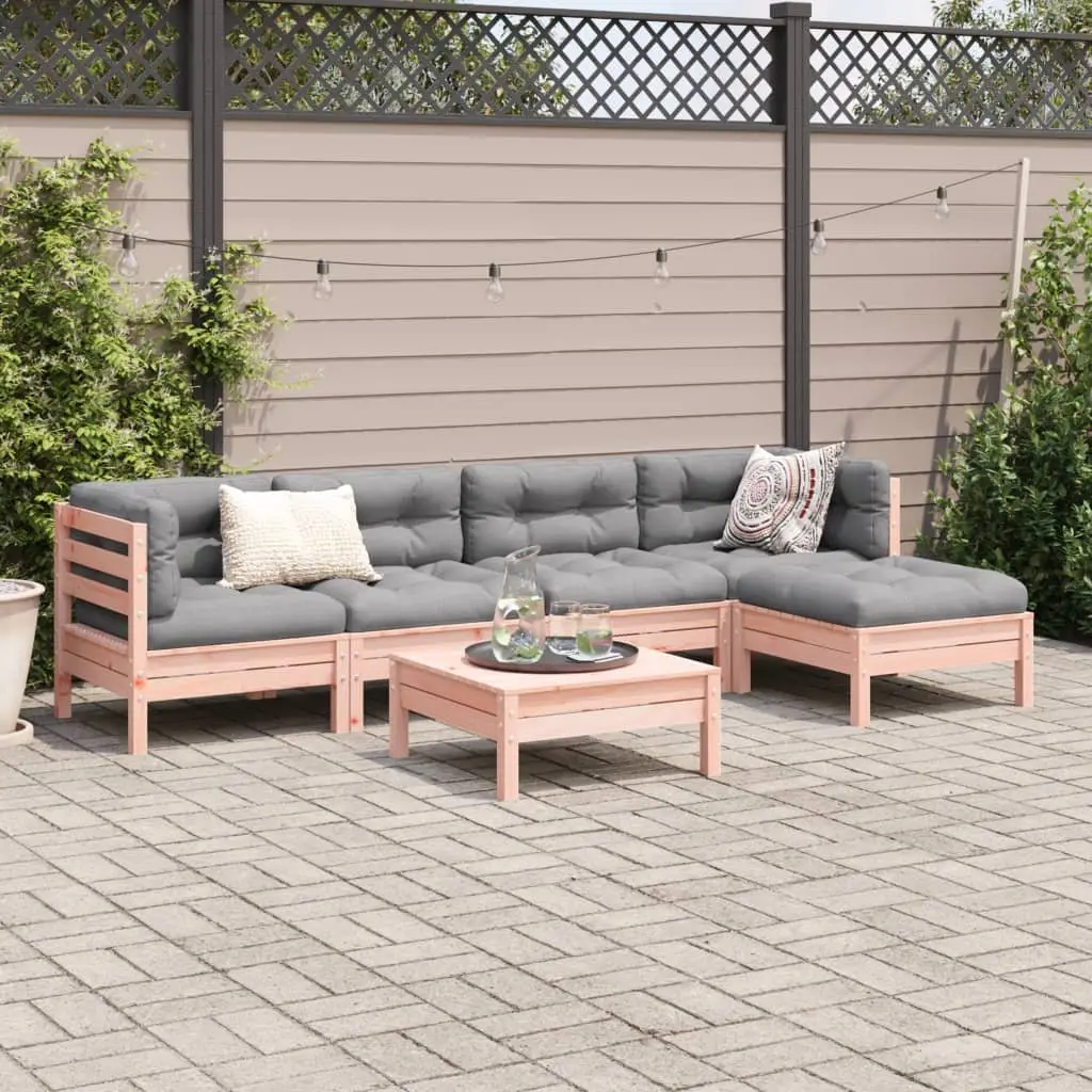 6 Piece Modular Patio Sofa Set with Cushions in Brown