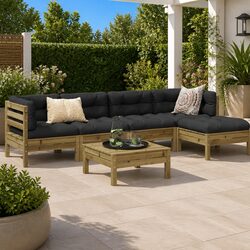 Premium 6 Piece Garden Sofa Set with Brown Cushions