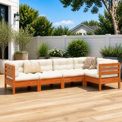 Sturdy 5 Piece Outdoor Garden Sofa Set with Cushions