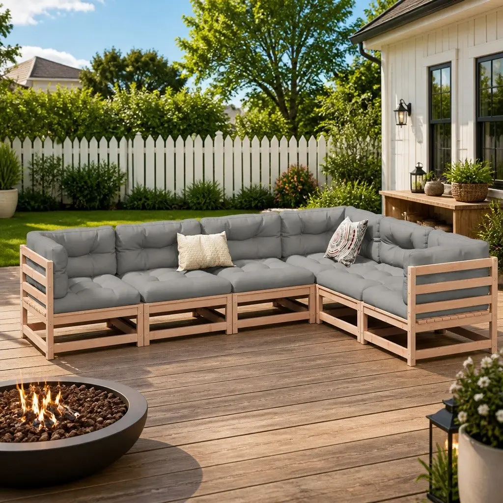 6 Piece Outdoor Garden Sofa Set with Cushions