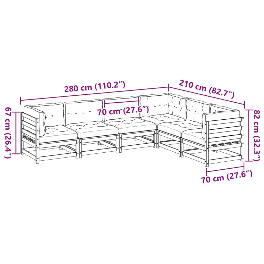 6 Piece Outdoor Garden Sofa Set with Cushions