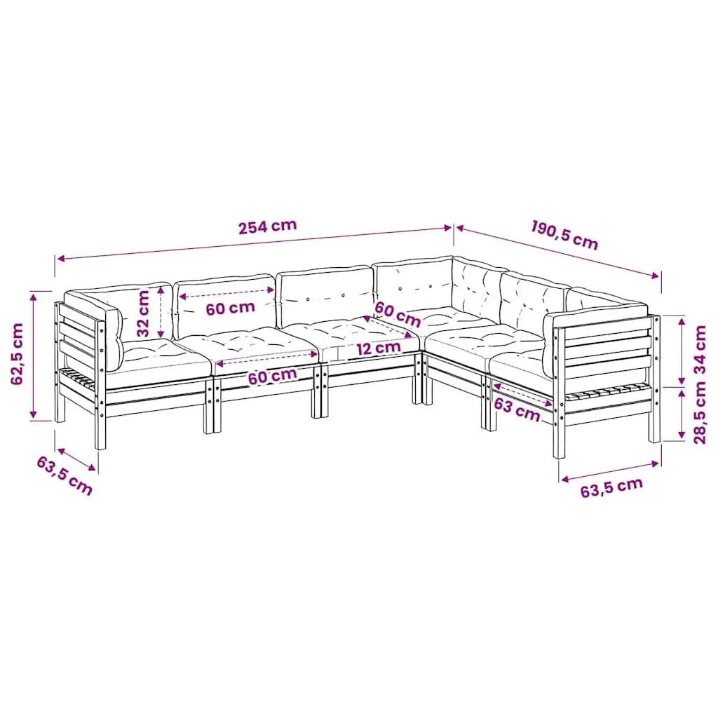 Modular Garden Sofa Set with Cushions