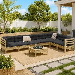 Brown Modular 8 Piece Garden Sofa Set with Cushions