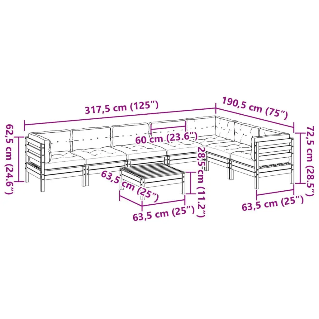 Brown Modular 8 Piece Garden Sofa Set with Cushions