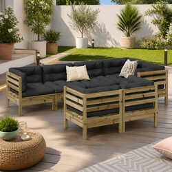 Premium 7 Piece Brown Outdoor Sofa Set with Cushions