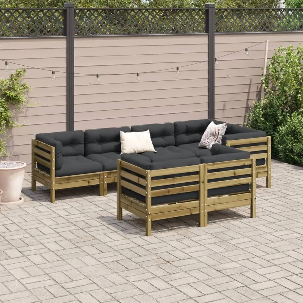 7 Piece Brown Outdoor Sofa Set with Cushions