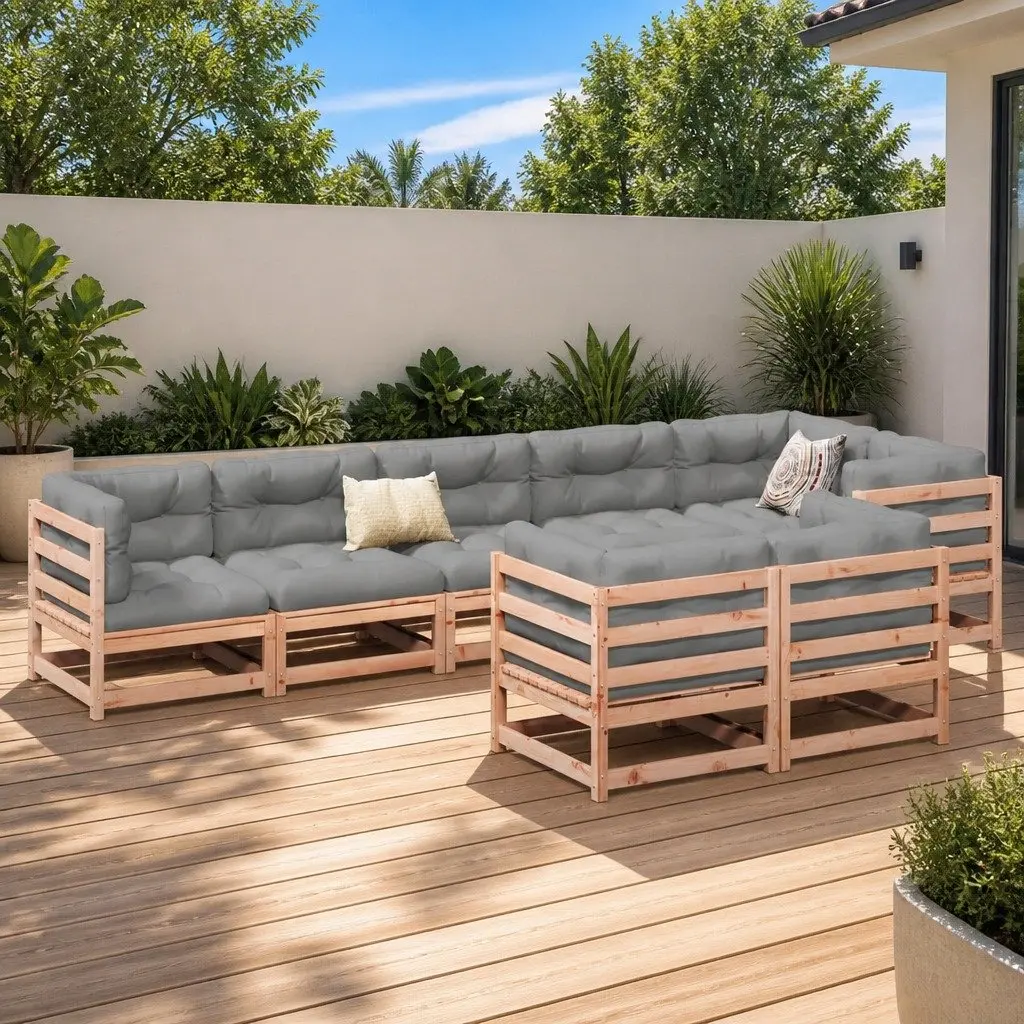 8 Piece Outdoor Modular Garden Sofa Set with Cushions