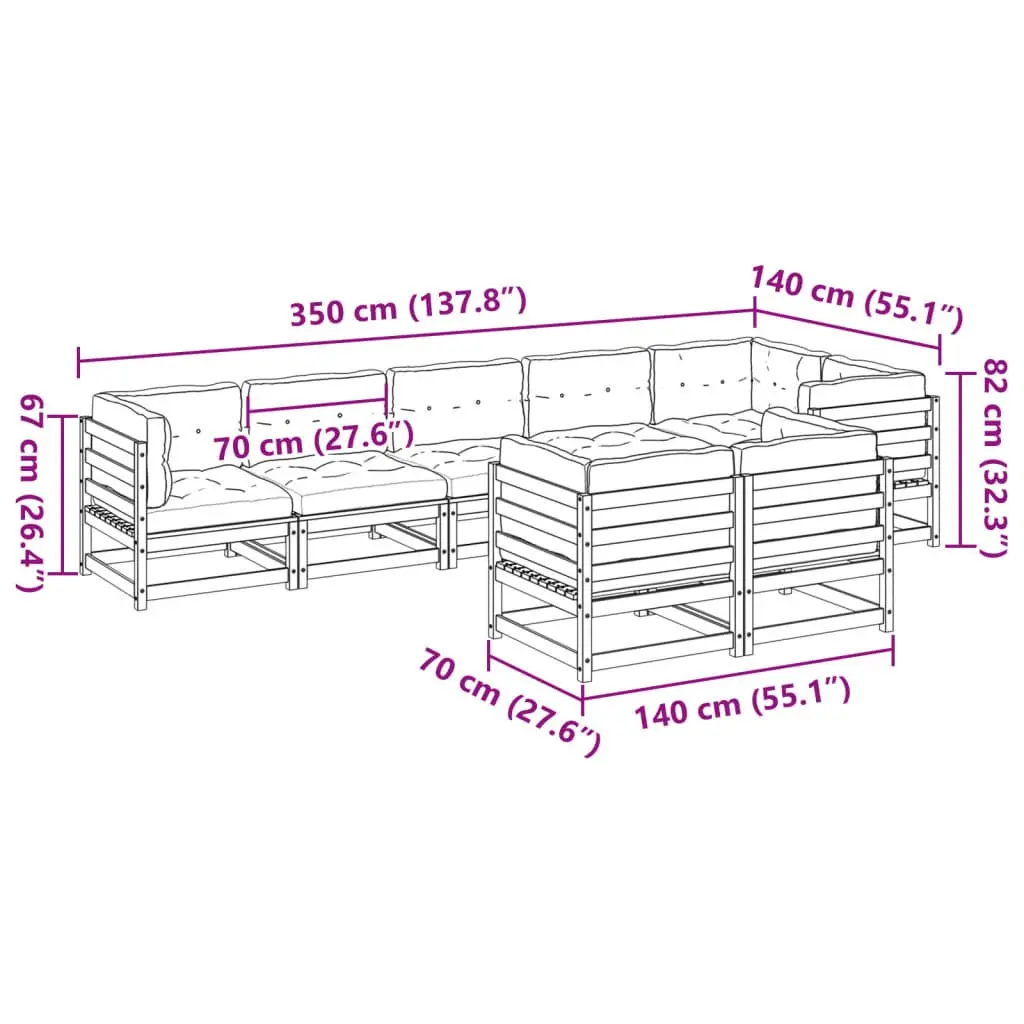 8 Piece Outdoor Modular Garden Sofa Set with Cushions