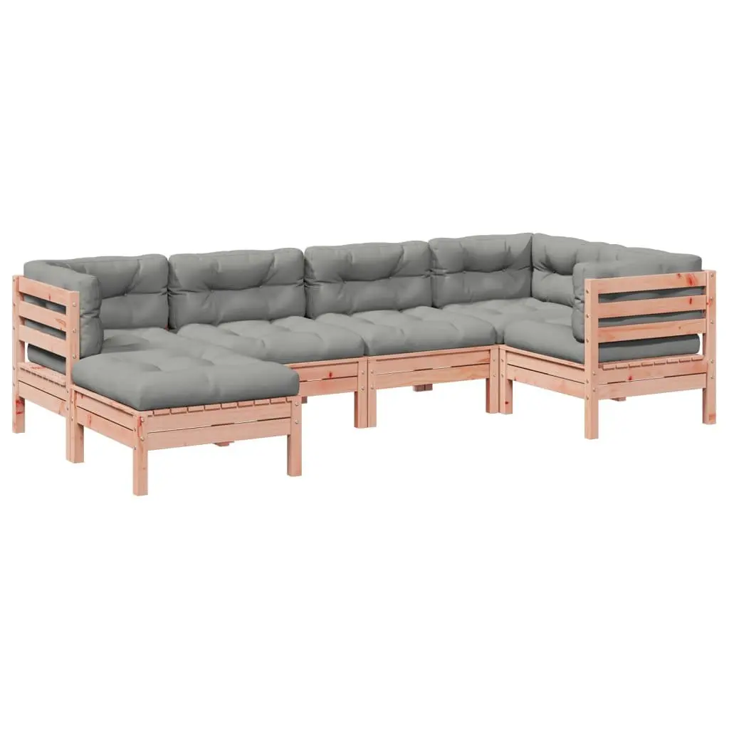 6 Piece Garden Sofa Set Douglas Fir Wood Brown