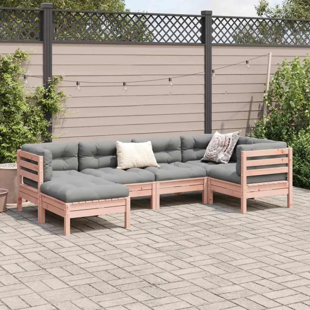 6 Piece Garden Sofa Set Douglas Fir Wood Brown