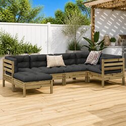 Premium 6-Piece Garden Sofa Set with Cushions in Brown