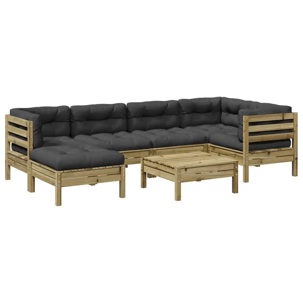 7 Piece Brown Garden Sofa Set with Cushions