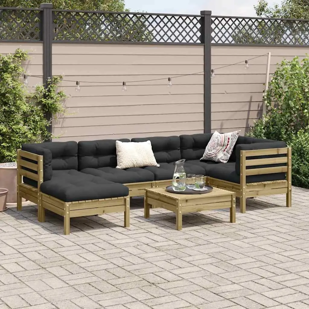 7 Piece Brown Garden Sofa Set with Cushions