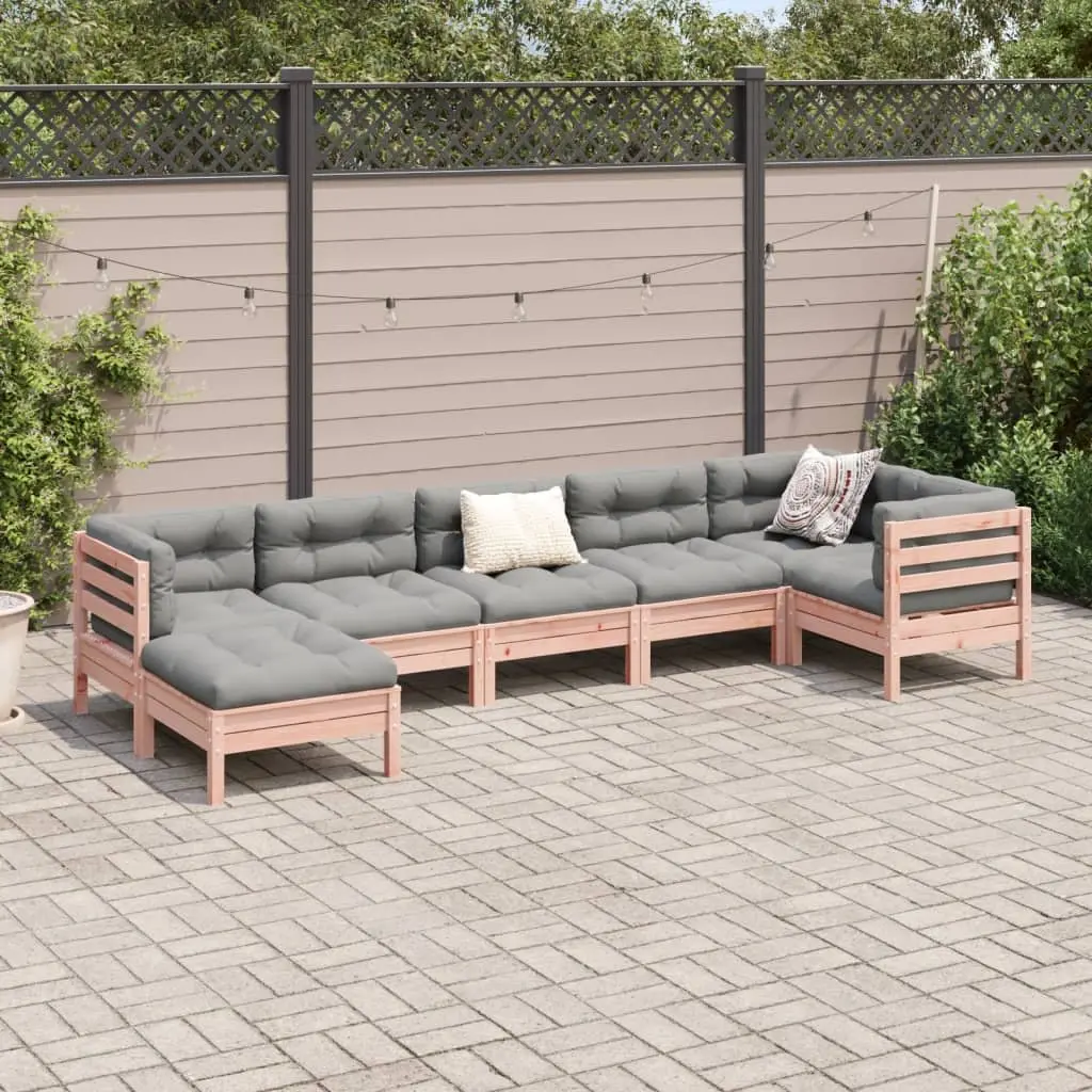 7 Piece Outdoor Patio Sofa Set with Cushions Solid Wood