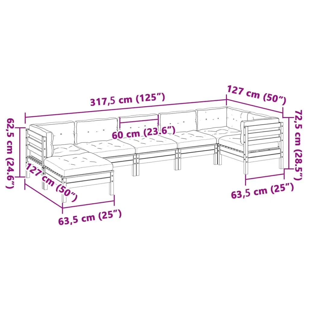 7 Piece Garden Sofa Set with Cushions Brown Outdoor Patio Furniture Modular