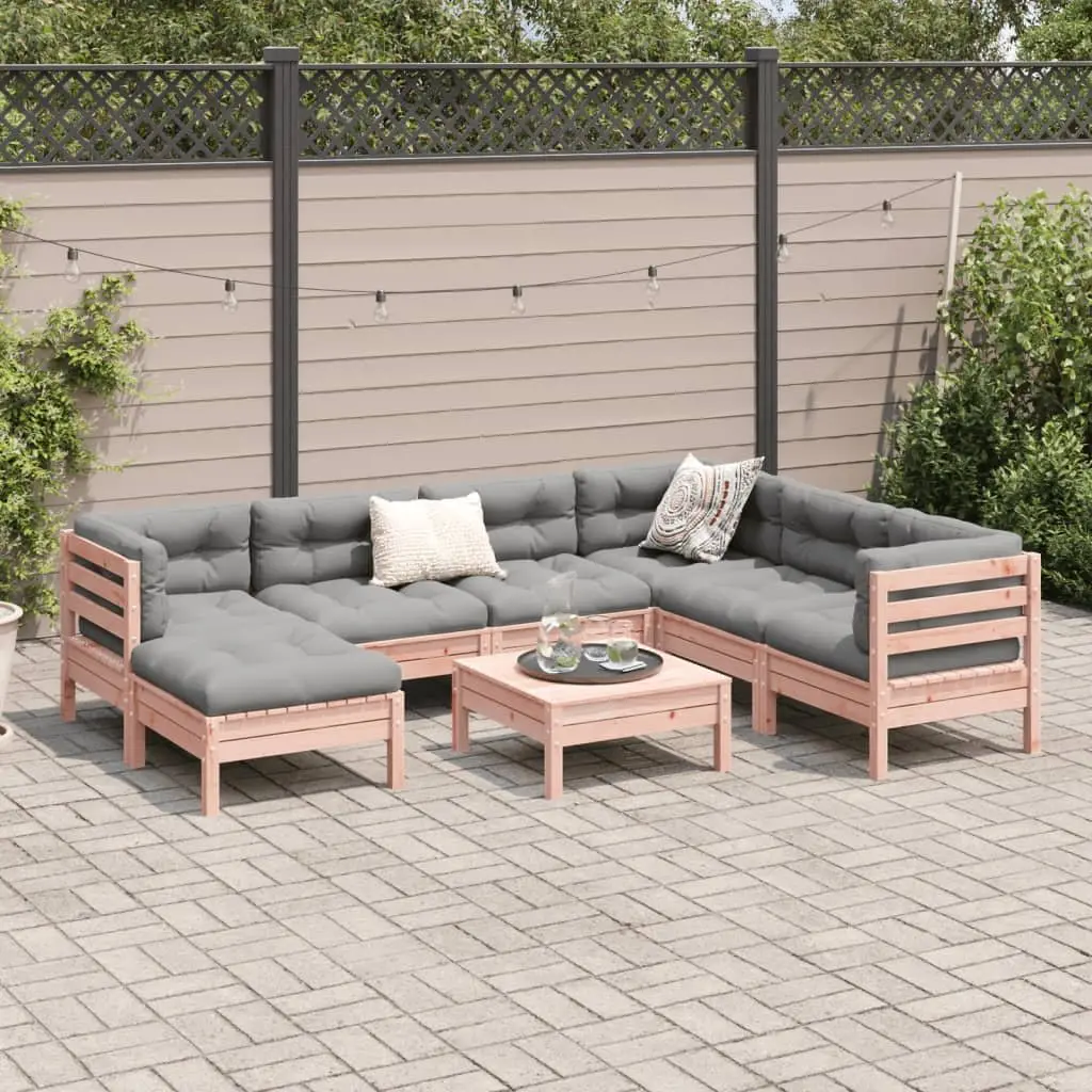 Garden Sofa Set Solid Wood Frame 8 Piece Modular Outdoor Furniture Brown with Cushions