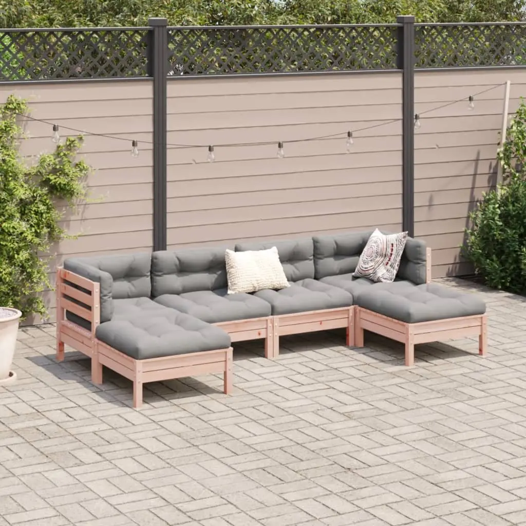 6-Piece Modular Wood Patio Sofa Set with Cushions