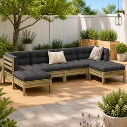 Outdoor Brown Cushioned Sofa Set for Garden Seating
