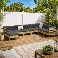 Durable 8 Piece Brown Garden Sofa Set with Cushions