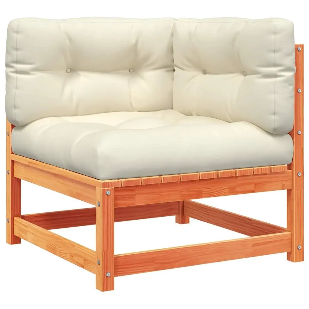 Garden Sofa Set Solid Pinewood 6 Piece Modular Outdoor Furniture Brown