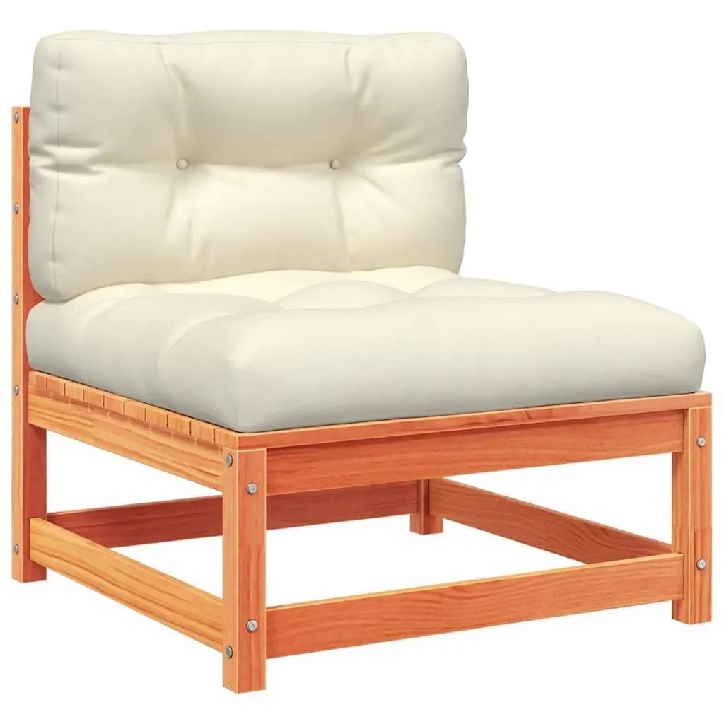 Garden Sofa Set Solid Pinewood 6 Piece Modular Outdoor Furniture Brown