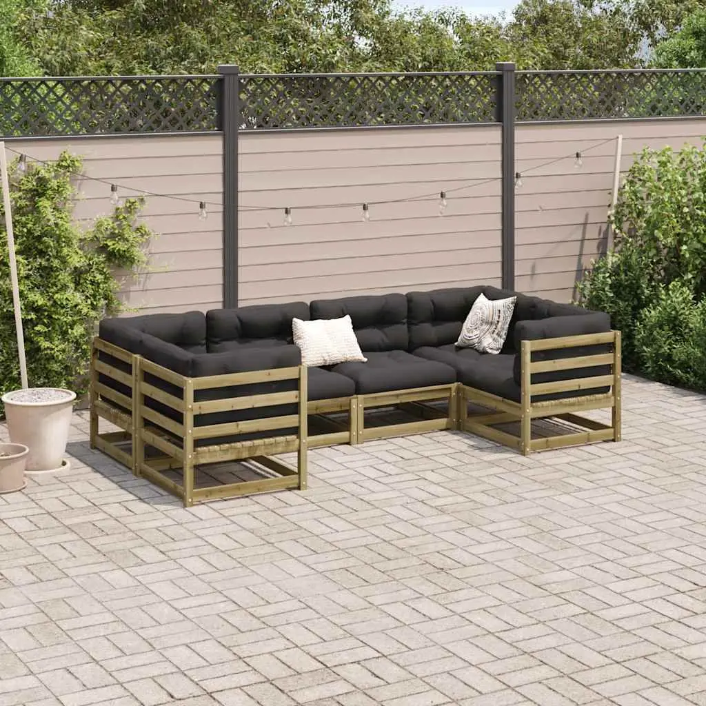 6 Piece Garden Sofa Set Outdoor Furniture Cushions Brown Patio Seating Modular