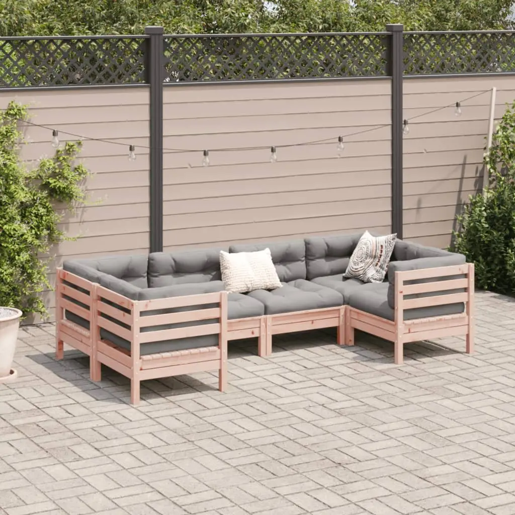 6 Piece Garden Sofa Set Outdoor Furniture with Cushions Solid Wood Patio Seating