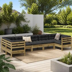 Sturdy 7 Piece Garden Sofa Set with Brown Cushions