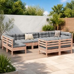 9 Piece Outdoor Garden Sofa Set with Cushions