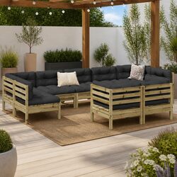 Premium 9 Piece Garden Sofa Set with Cushions in Brown