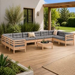 High-Quality 11 Piece Modular Garden Sofa Set with Cushions