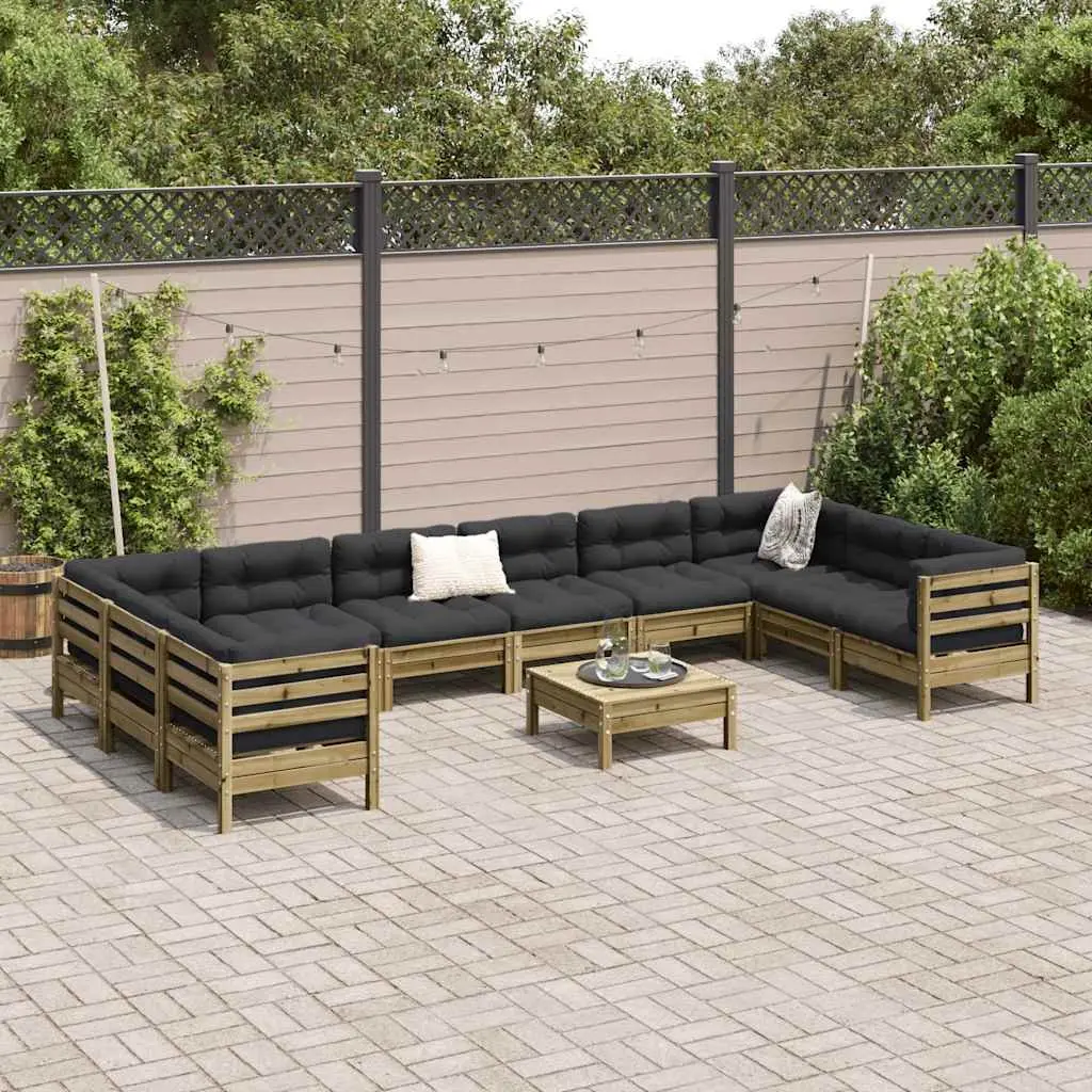 11 Piece Brown Garden Sofa Set in Pinewood
