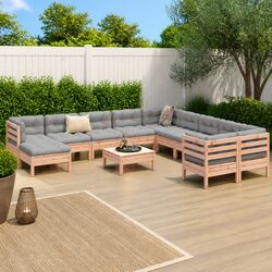 Durable 12 Piece Garden Sofa Set with Cushions in Brown