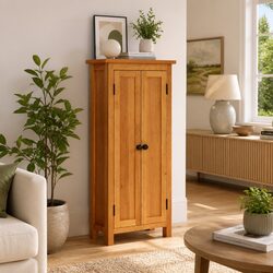 Durable Solid Oak Wood Storage Cabinet 50x22x110 cm