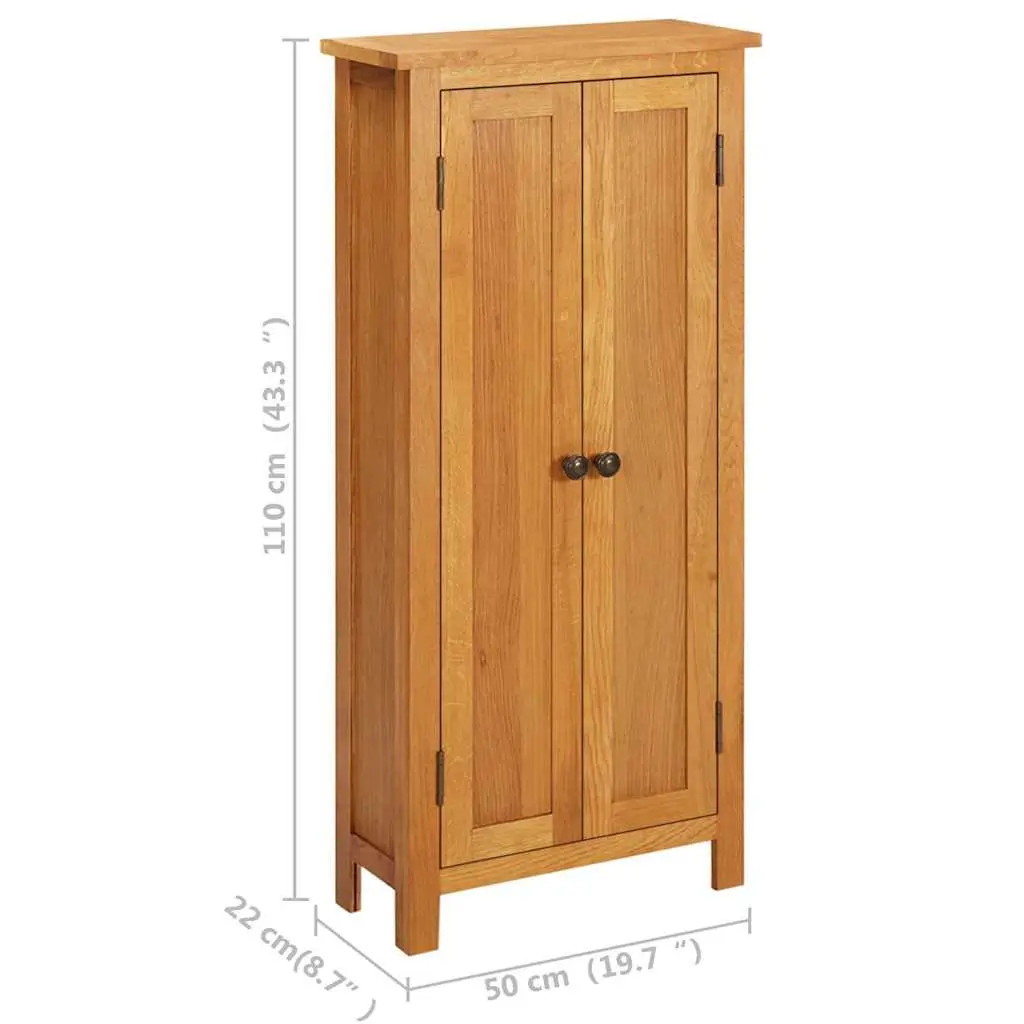 Solid Oak Wood Storage Cabinet 50x22x110 cm