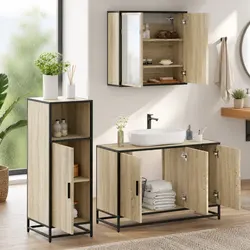 3-Piece Engineered Wood Bathroom Set with Mirror