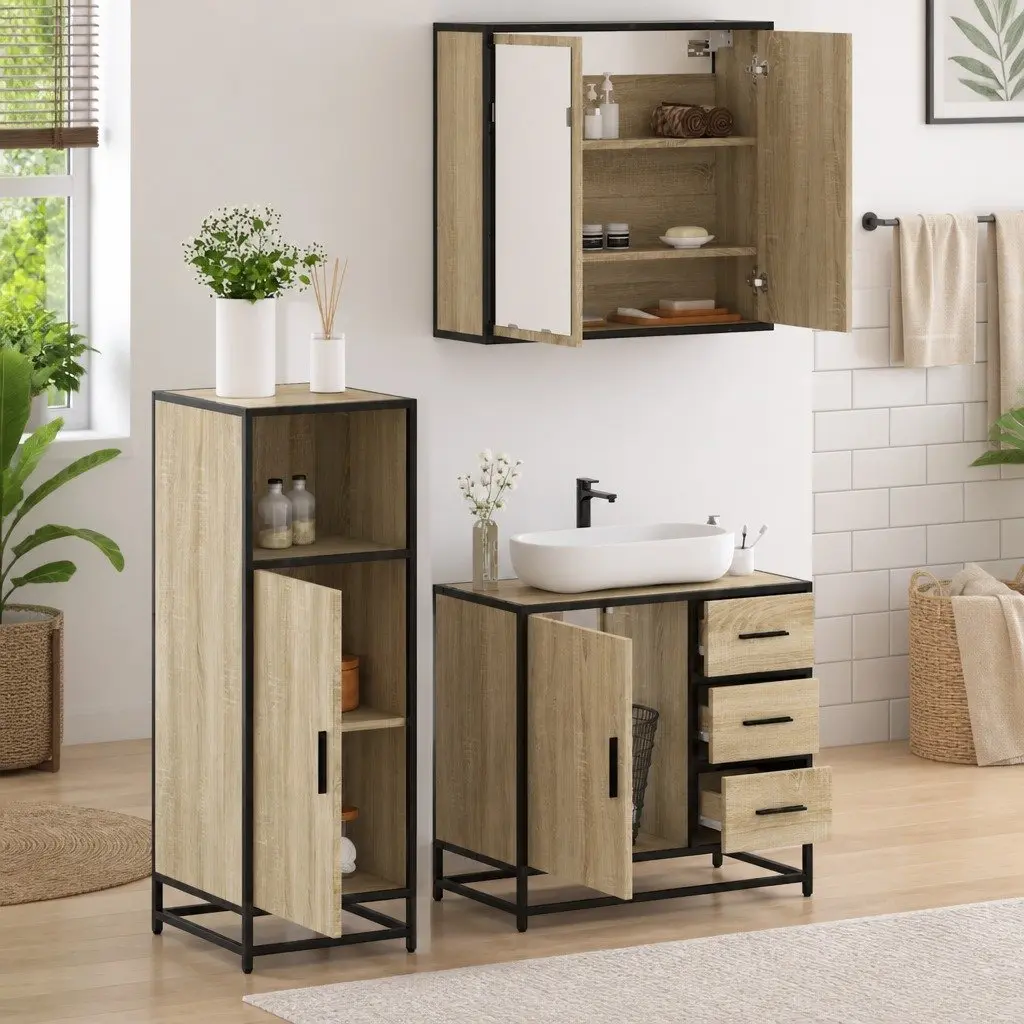 3-Piece Bathroom Vanity Cabinet with Mirror