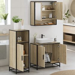 High-Quality 3-Piece Brown Bathroom Furniture Set