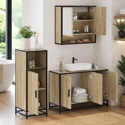 3-Piece Sonoma Oak Bathroom Furniture Set with Mirror