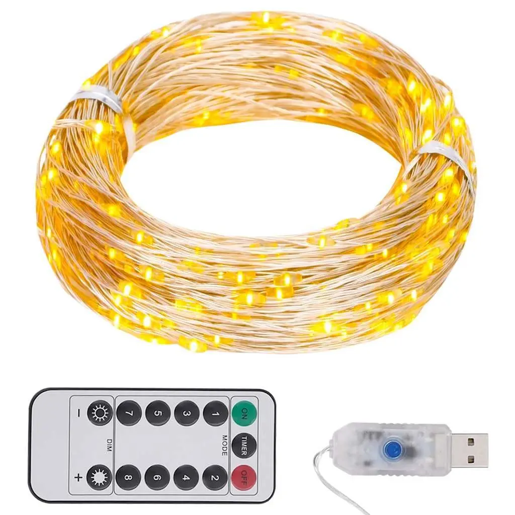 300 LED Warm White String Lights with Remote Control 30m