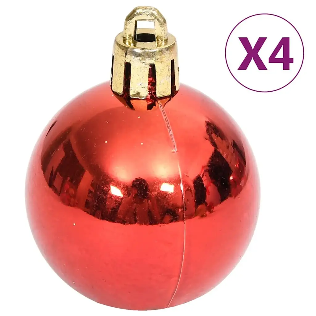 Christmas Bauble Ornament Set Shatterproof Plastic 70 Piece Gold Red