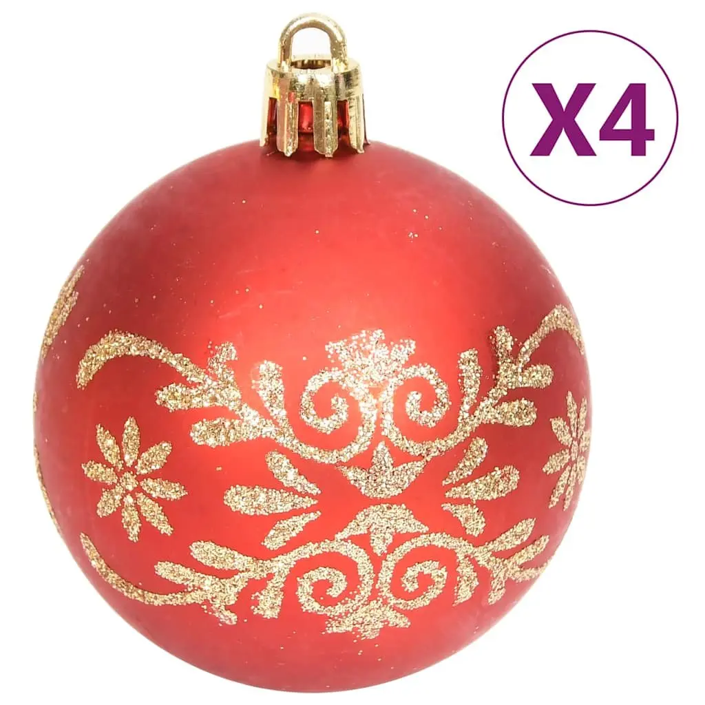 Christmas Bauble Ornament Set Shatterproof Plastic 70 Piece Gold Red