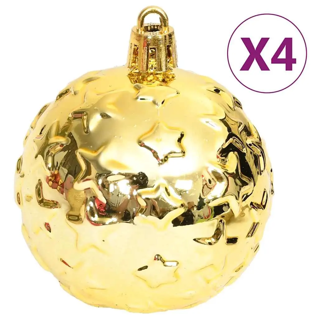 Christmas Bauble Ornament Set Shatterproof Plastic 70 Piece Gold Red