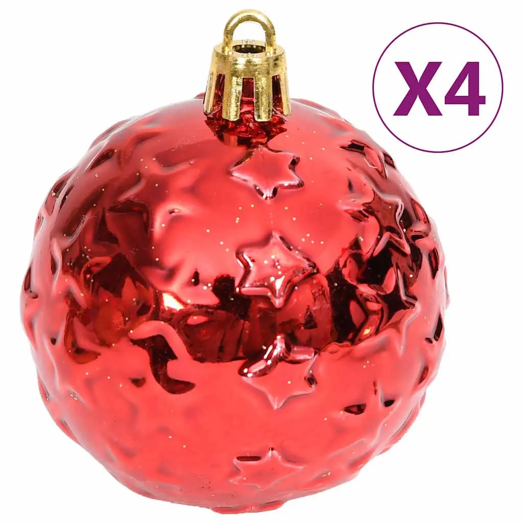 Christmas Bauble Ornament Set Shatterproof Plastic 70 Piece Gold Red